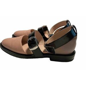 Inch2 Closed Toe Sandals Pink Black Strappy buckle Sz 40/9.5 Hand Made‎ Unique